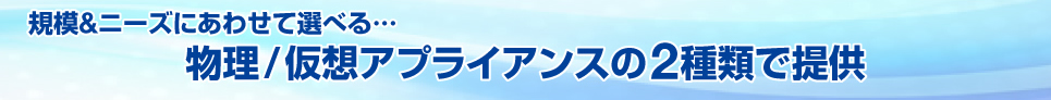 規模＆ニーズにあわせて選べる…物理/仮想アプライアンスの2種類で提供