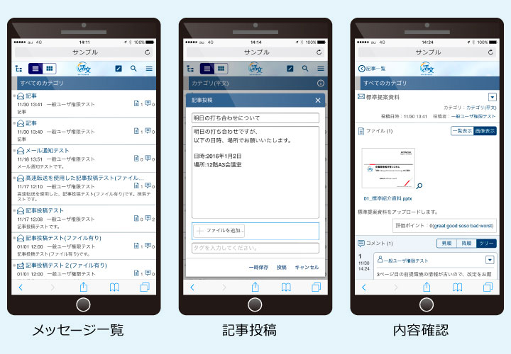 スマートフォンに対応した画面例
