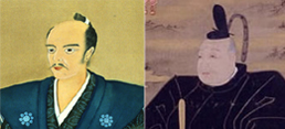 左：石田三成肖像（長浜歴史博物館蔵）右：徳川家康肖像（堺市博物館蔵）