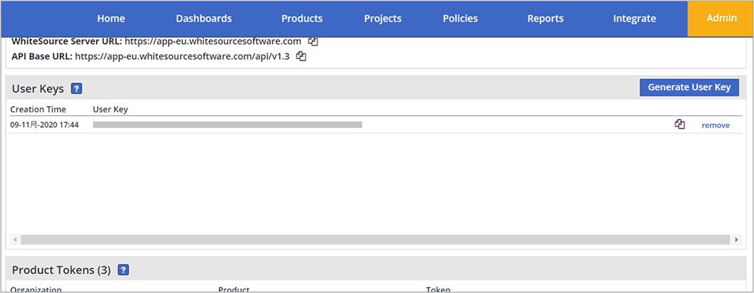User Keyセクション