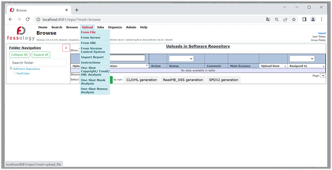 FOSSologyアップロードファイル