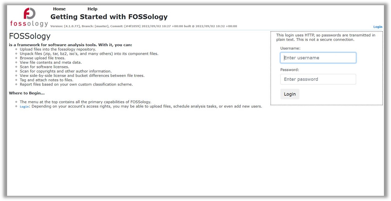 FOSSologyトップ画面